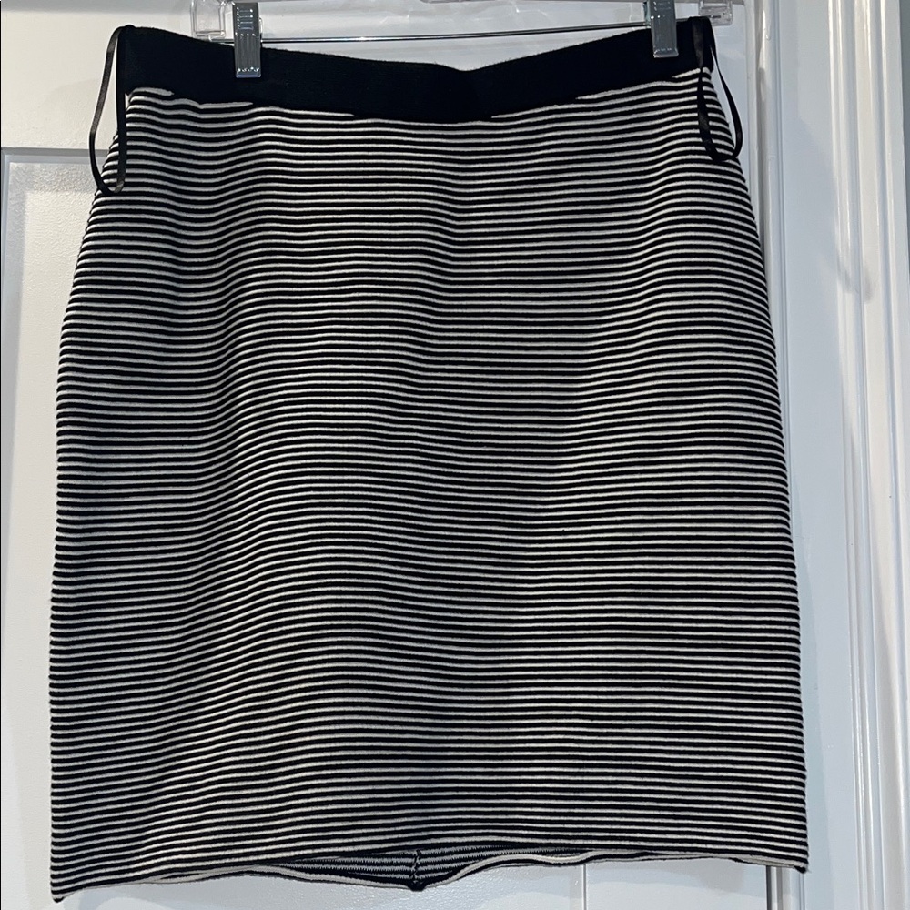 J. McLaughlin Black and White Striped Pencil Skirt